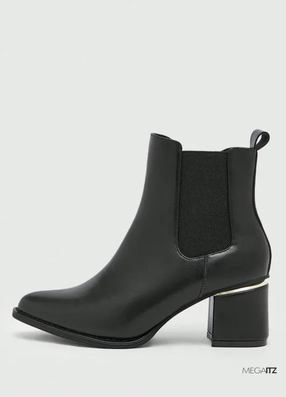 Megaitz - Ankle Boots Salto Grosso Detalhe Metalizado Lisie