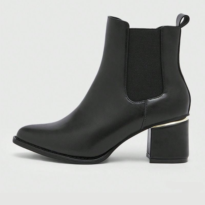 Megaitz - Ankle Boots Salto Grosso Detalhe Metalizado Lisie