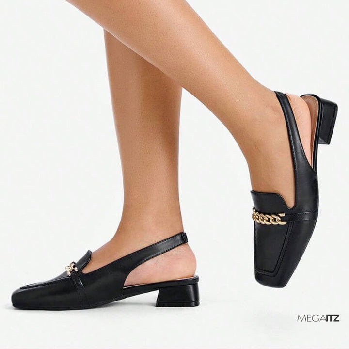 Mocassim Slingback Steps - Preto / 34. Megaitz