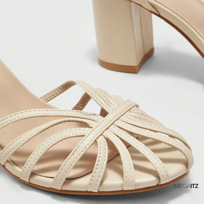 Megaitz - Sandália Salto Grosso Médio com Tiras Cruzadas