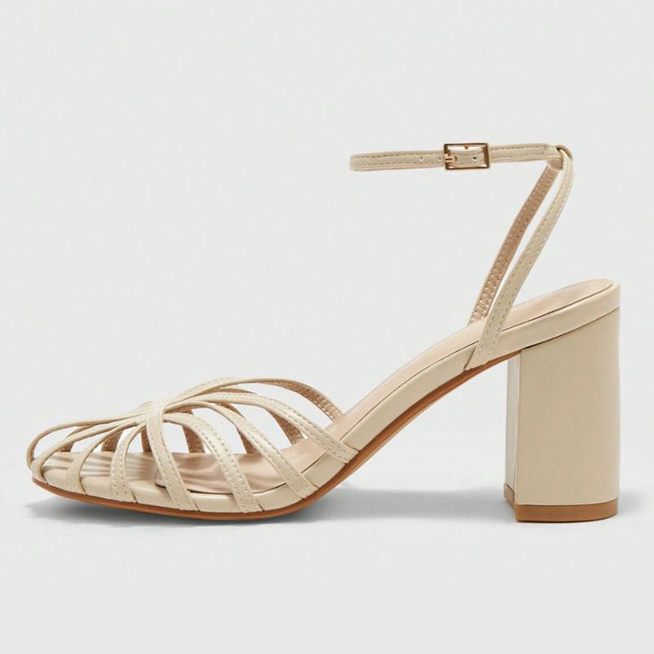 Megaitz - Sandália Salto Grosso Médio com Tiras Cruzadas