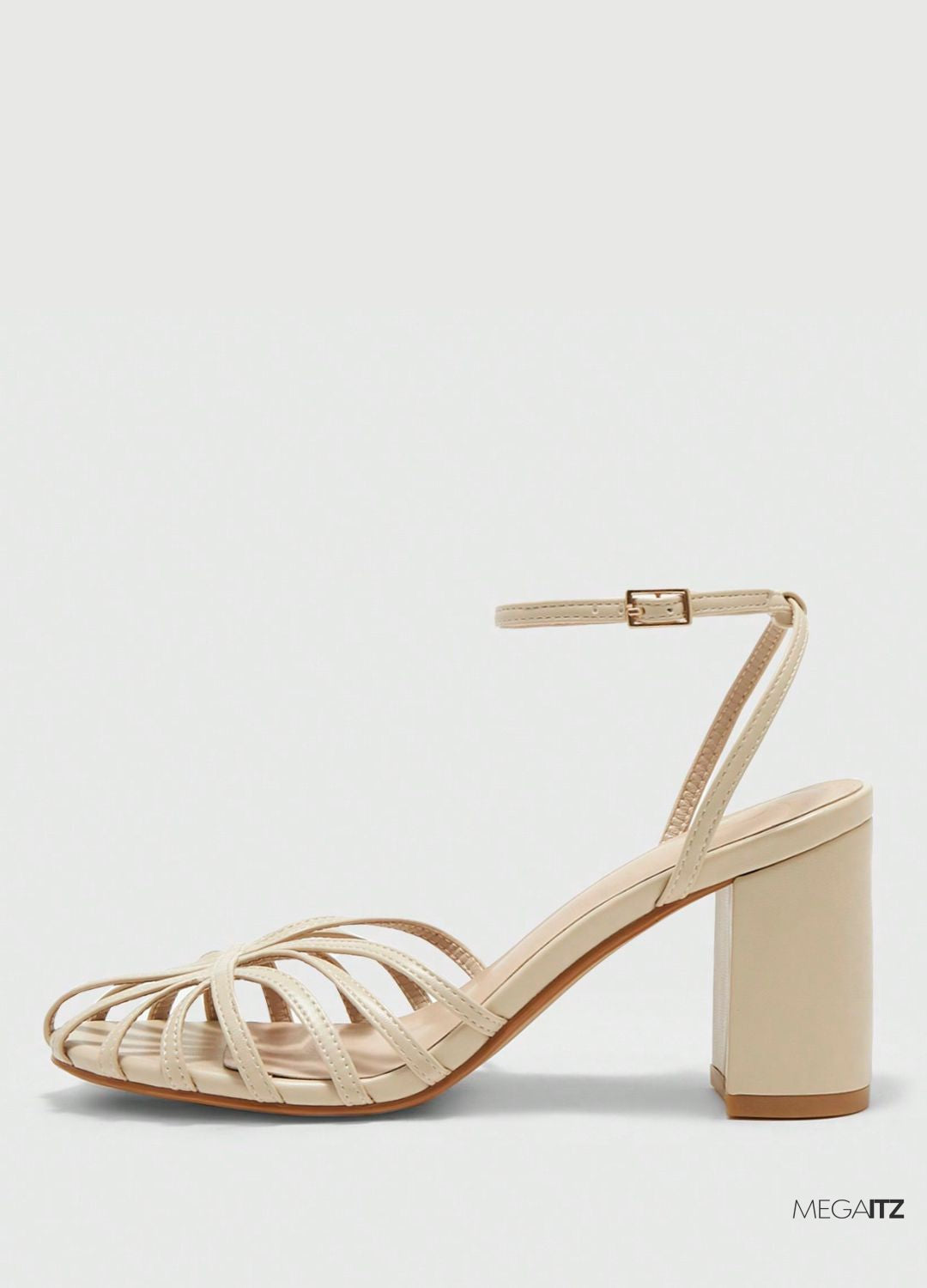 Megaitz - Sandália Salto Grosso Médio com Tiras Cruzadas