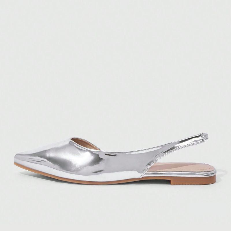 Megaitz - Sapatilha Slingback Bico Fino Prata Lush / 34