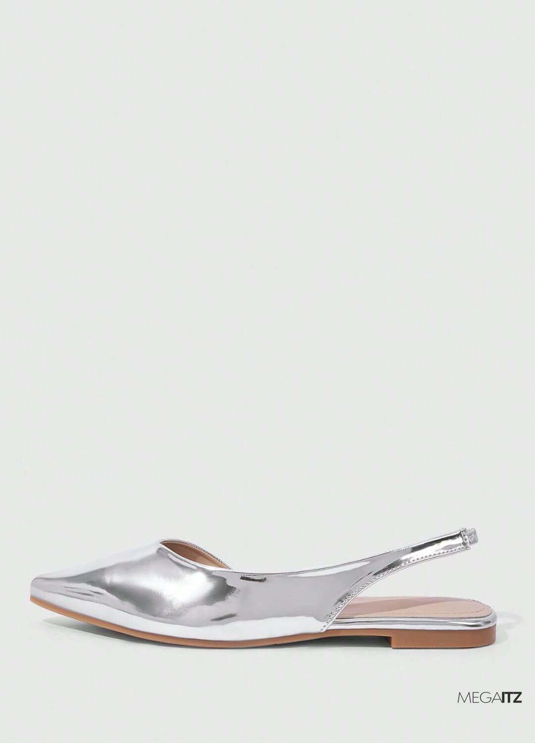 Megaitz - Sapatilha Slingback Bico Fino Prata Lush