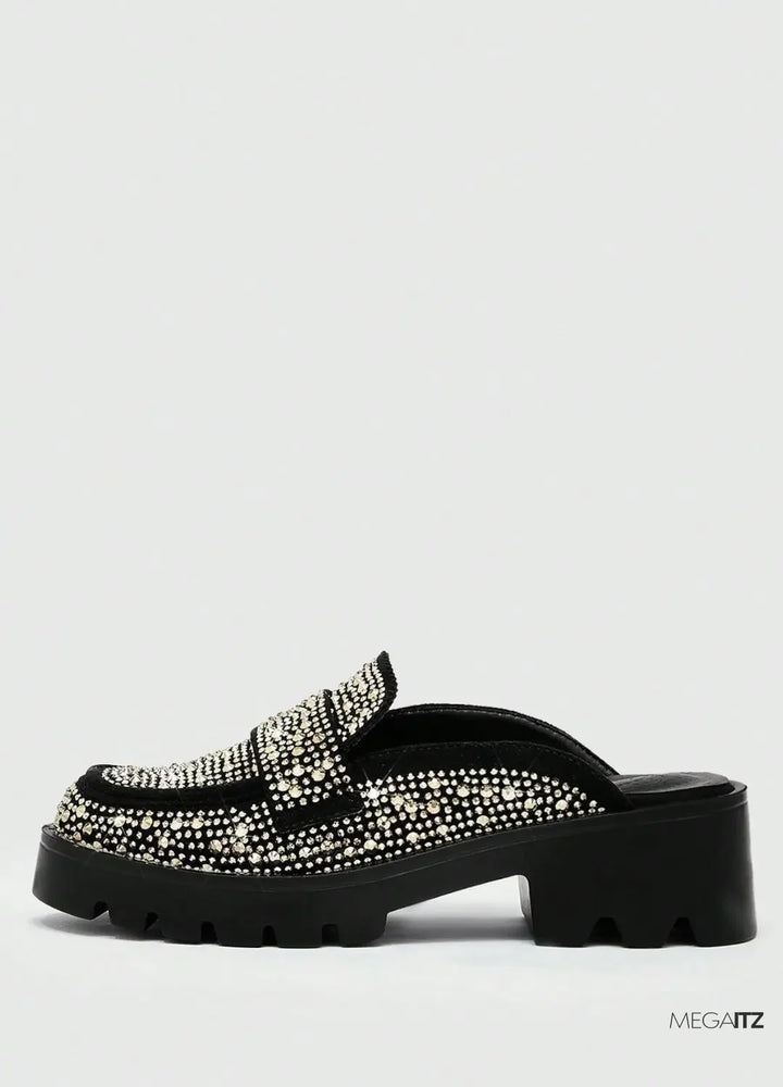 Megaitz - Sapato Mule Strass Flatform Fiori