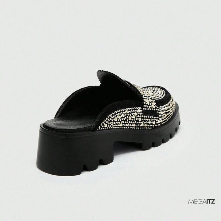 Megaitz - Sapato Mule Strass Flatform Fiori