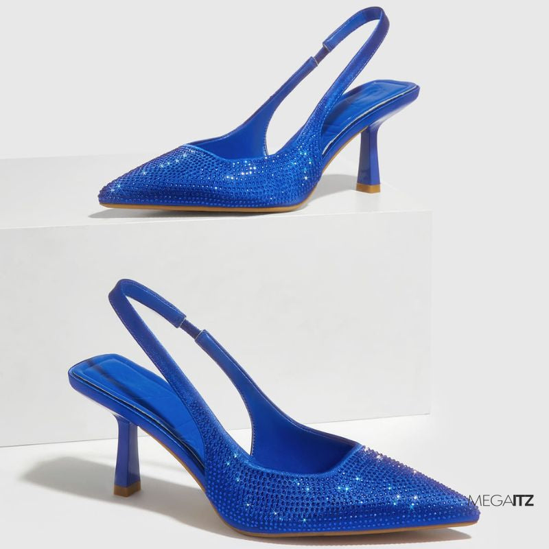 Megaitz - Scarpin Azul Strass Bico Fino Shantal