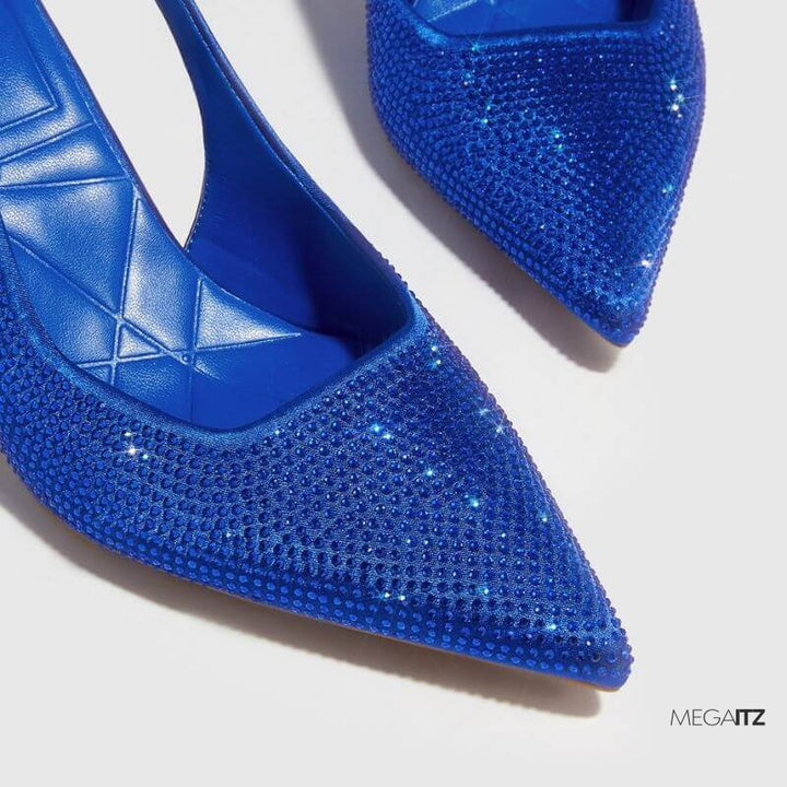 Megaitz - Scarpin Azul Strass Bico Fino Shantal