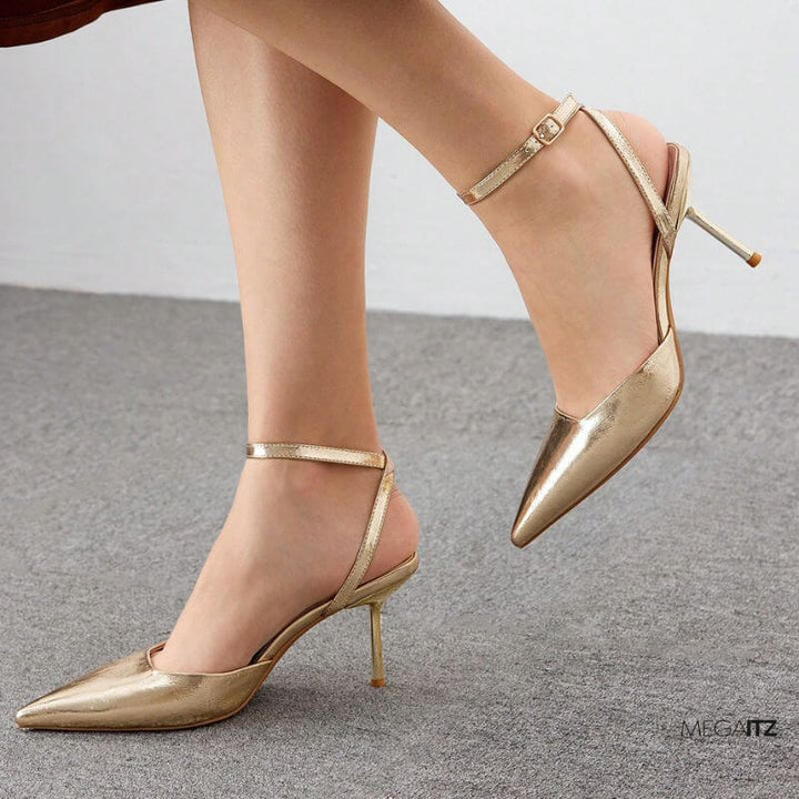 Megaitz - Scarpin Dourado Bico Fino Luana