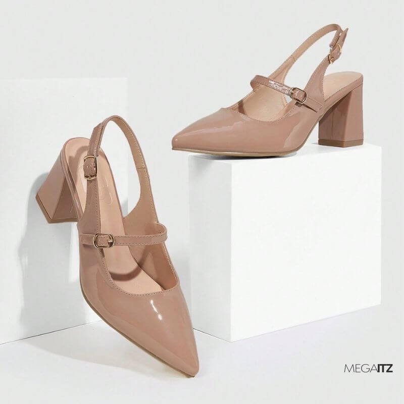 Megaitz - Scarpin Nude Aberto Verniz Iris