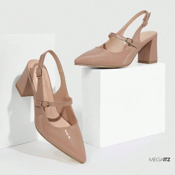 Megaitz - Scarpin Nude Aberto Verniz Iris