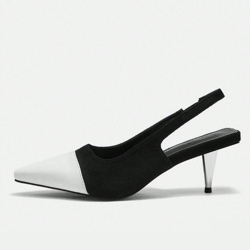 Megaitz - Scarpin Preto Bicolor Slingback Josy / 34