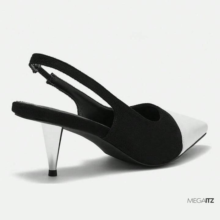 Megaitz - Scarpin Preto Bicolor Slingback Josy