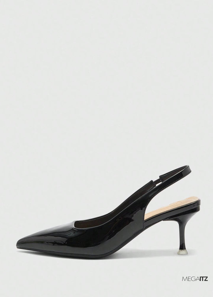 Megaitz - Scarpin Preto Slingback Verniz Norah