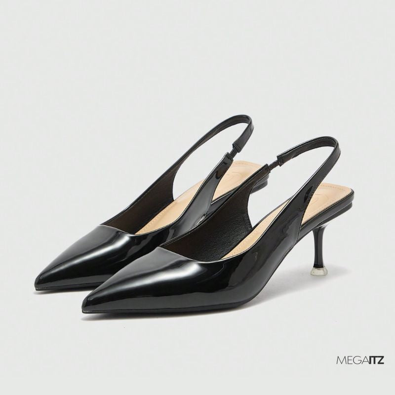 Megaitz - Scarpin Preto Slingback Verniz Norah