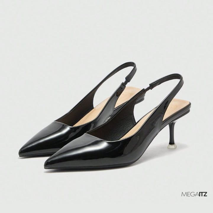 Megaitz - Scarpin Preto Slingback Verniz Norah