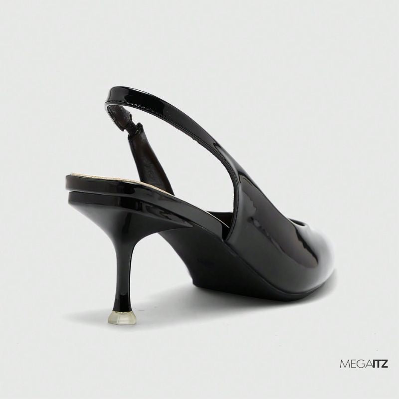 Megaitz - Scarpin Preto Slingback Verniz Norah