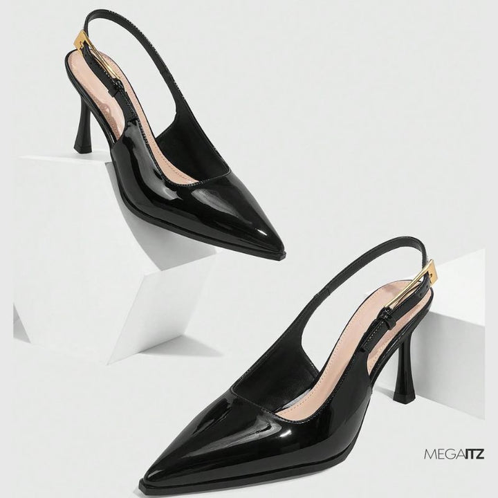 Megaitz - Scarpin Slingback Verniz Bico Fino Alina