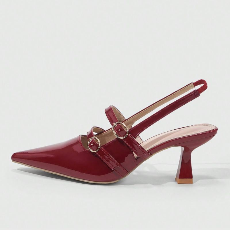 Megaitz - Scarpin Slingback Verniz Bordô Nidia Vermelho / 34