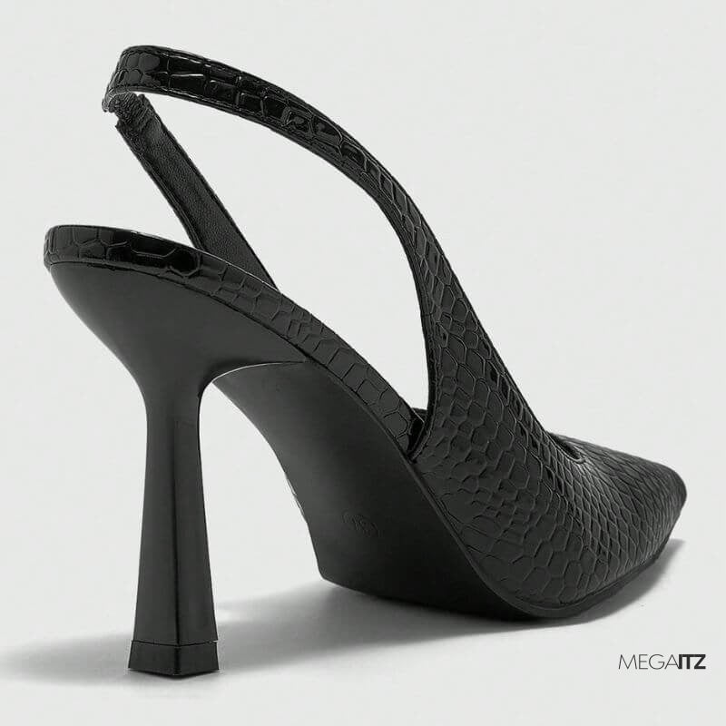 Megaitz - Scarpin Snake Preto Slingback Martina