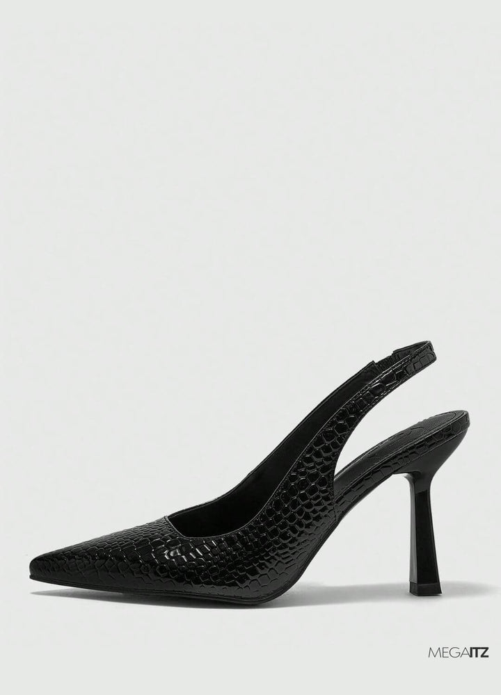 Megaitz - Scarpin Snake Preto Slingback Martina