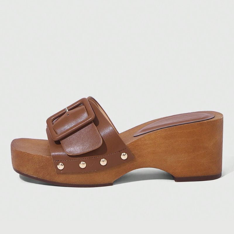 Megaitz - Tamanco Flatform Fivela Tanon Castanho / 34